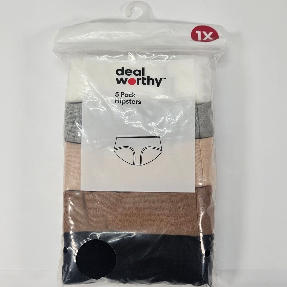 Dealworthy 5‎ Pack Women's 1X Hipster Underwear Cotton Neutral Colors